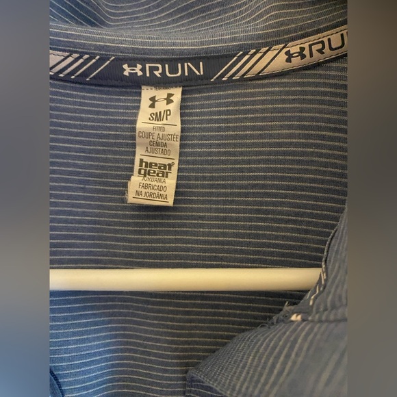 Under Armour Women's Heat Gear 1/4 Zip Pullover Loose Blue Striped Size Small - Picture 4 of 7